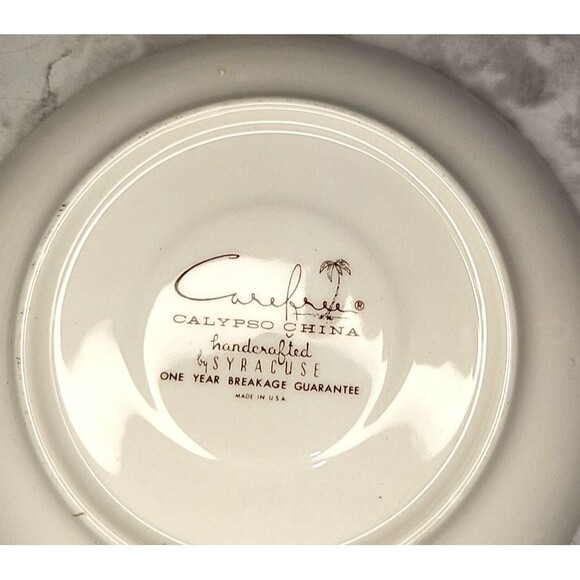 SYRACUSE CAREFREE CHINA CALYPSO CUPS & Saucers (4) Coffee Tea Caribbean USA Made - Picture 5 of 7